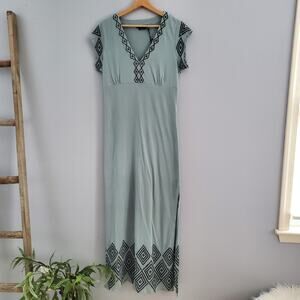 BCBGMaxAzria Green Short Sleeve Aztec Pattern Tee Dress XL